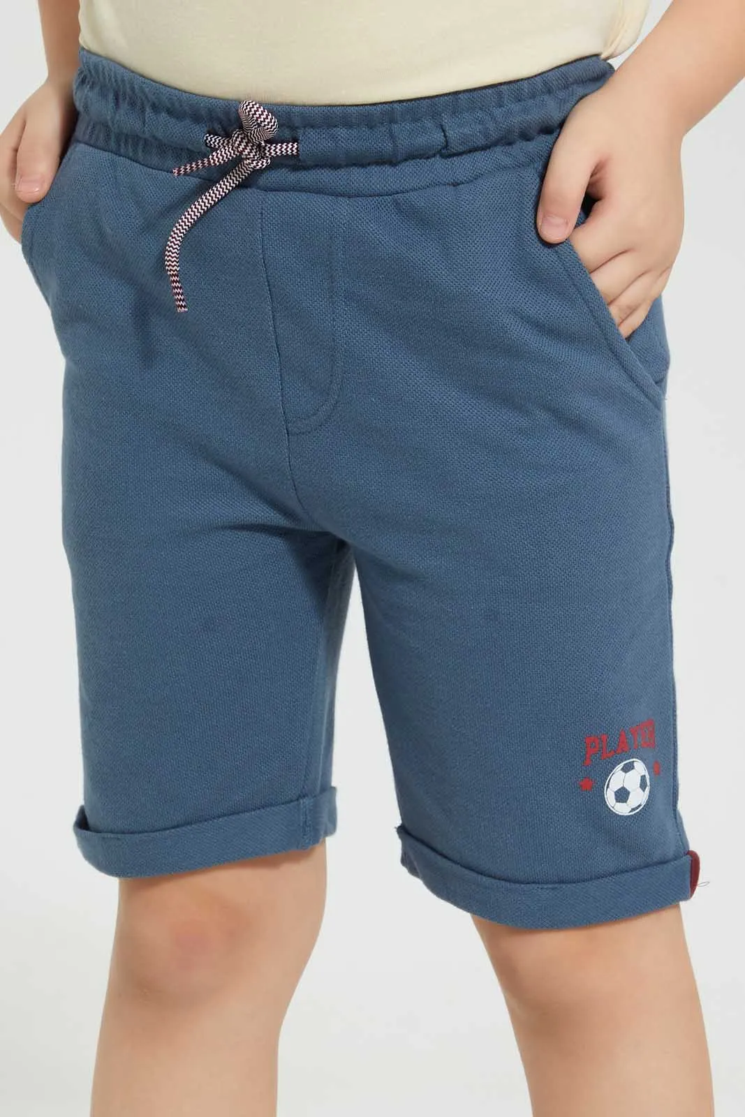 Navy Knitted Active Short