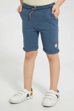Navy Knitted Active Short