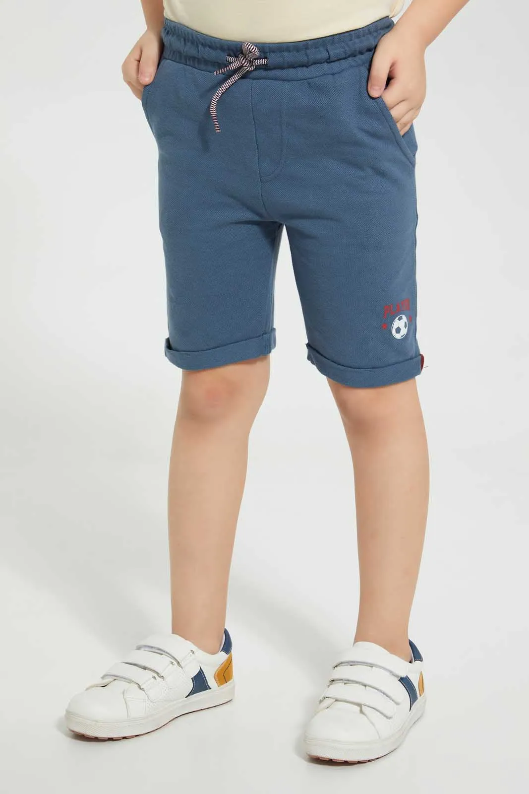 Navy Knitted Active Short