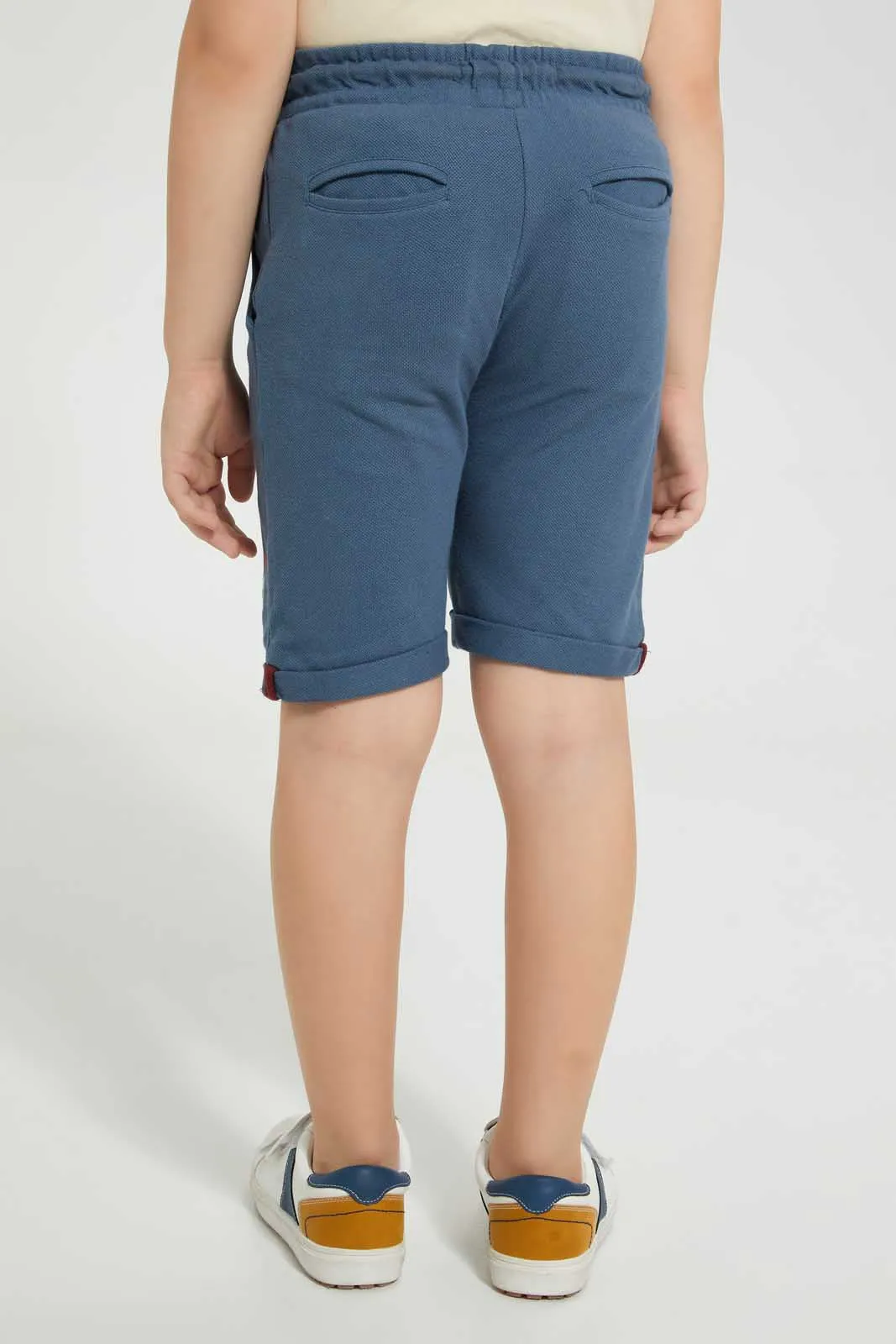Navy Knitted Active Short