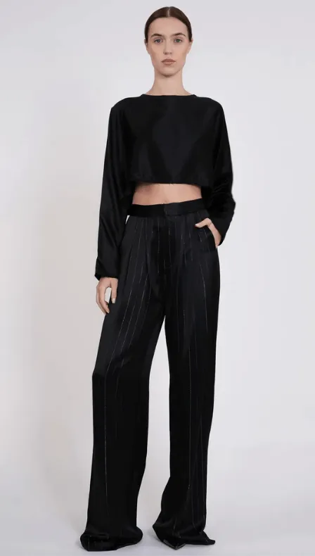 Nonchalant Hester Pant in Black Silver Stripes