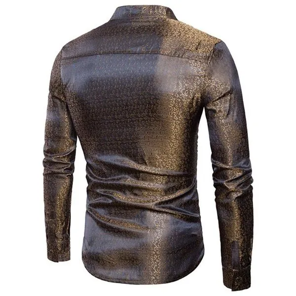 Paisley Disguised Gleam Style Men Long Sleeves Shirt