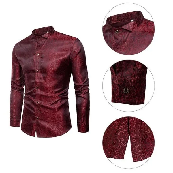 Paisley Disguised Gleam Style Men Long Sleeves Shirt