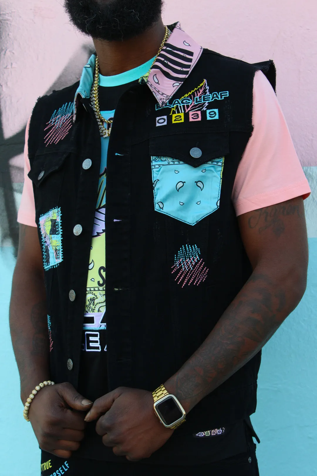 Paisley Twill Embroidered Small Rave Vest