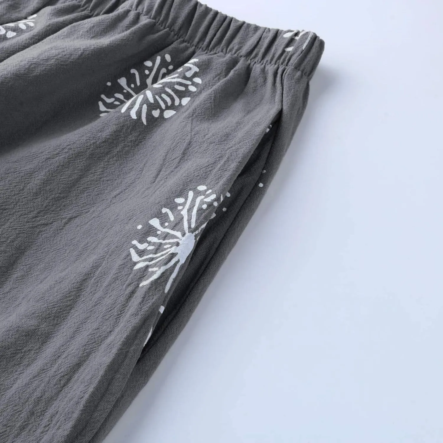 Petite Linen Pants for Women Relaxed Fit Cropped Palazzo Lounge Pants Lounge Long Trousers Summer Beach Vacation Pants