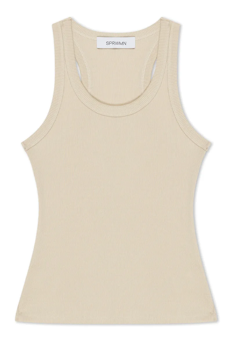 Pistachio Rib Fitted Scooped Tank