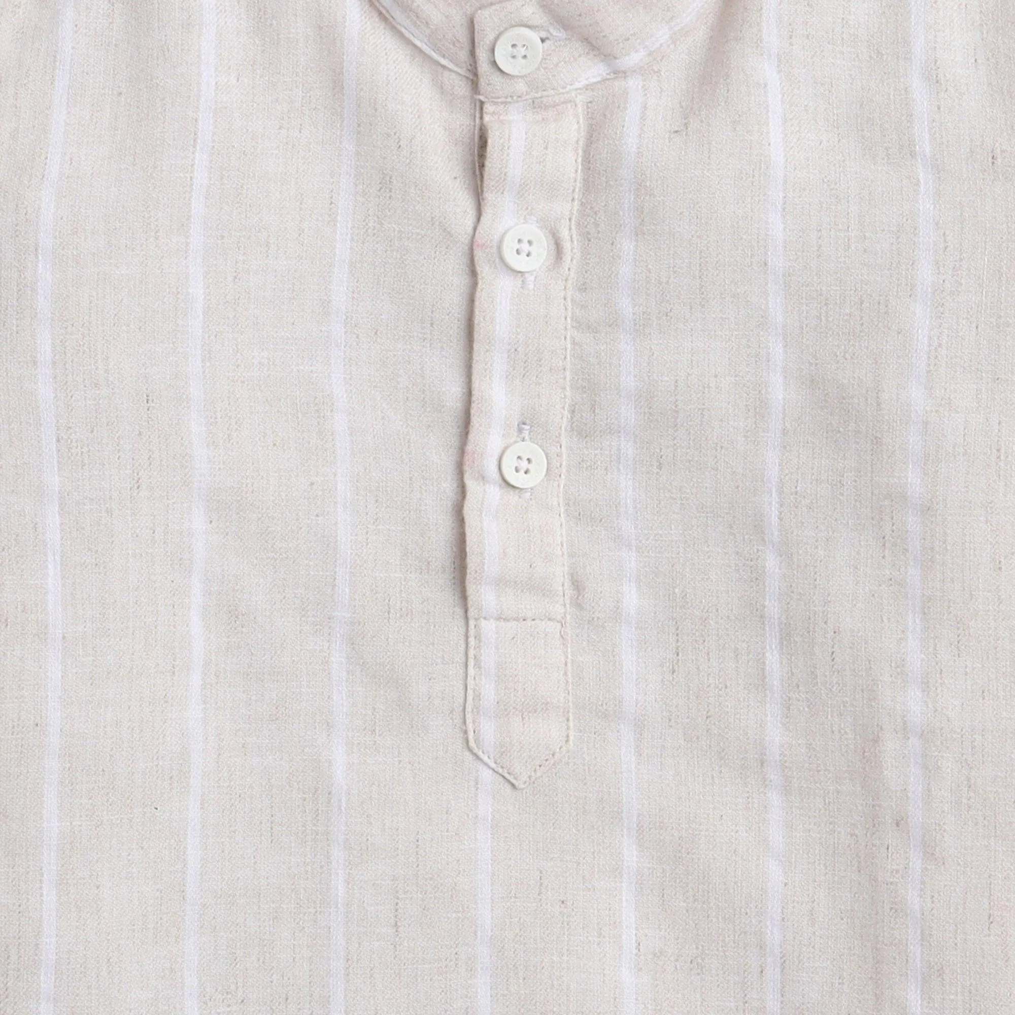Polka Tots full sleeve elbow patch kurta - cream