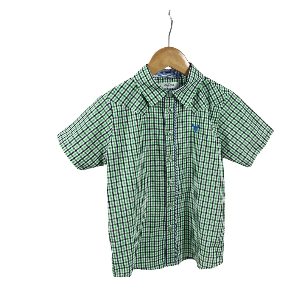 "Colton" Fresh Green & Blue Gingham Short Sleeve Shirt