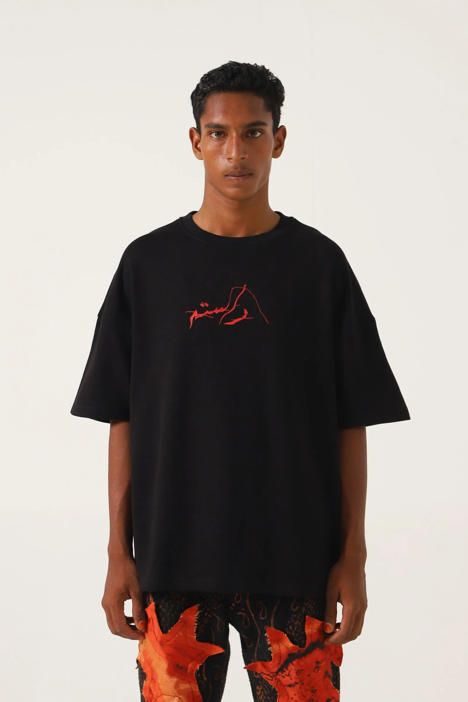 "PEOPLE TALK" PRINTED BLACK T SHIRT
