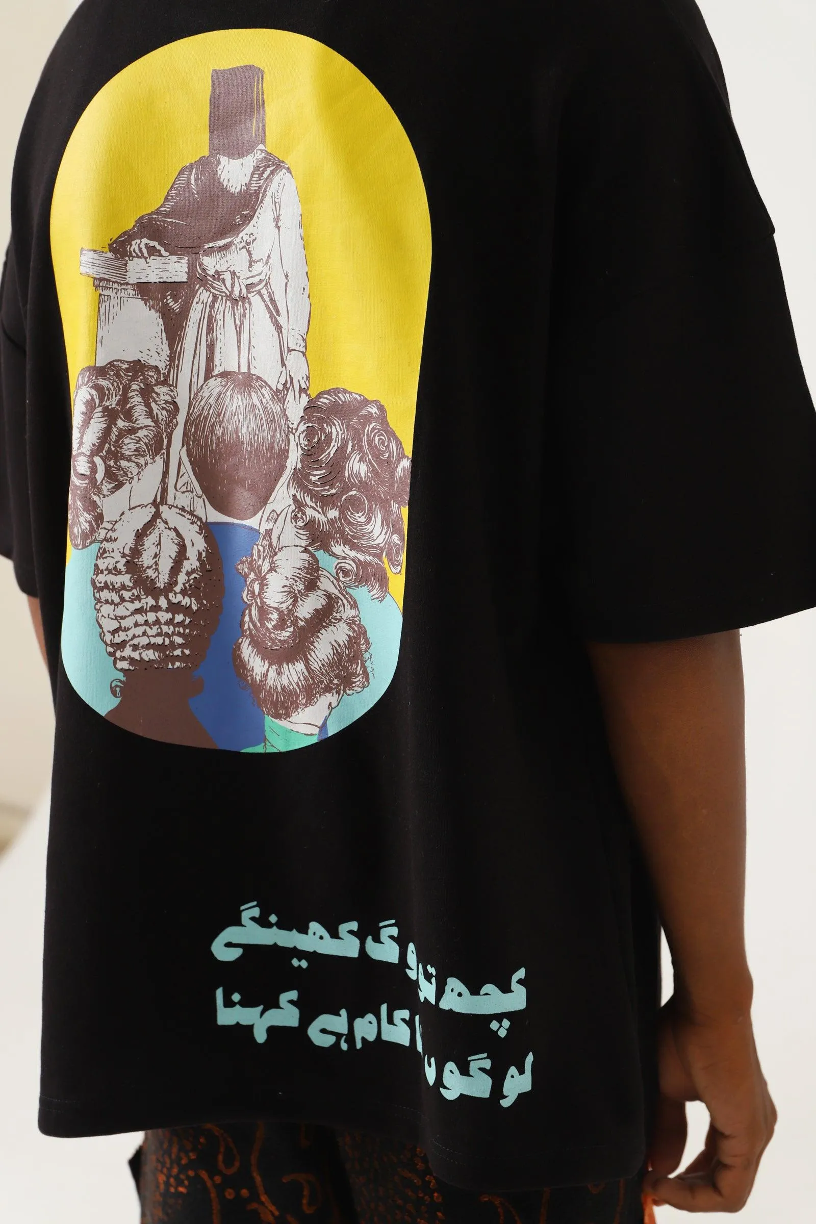 "PEOPLE TALK" PRINTED BLACK T SHIRT