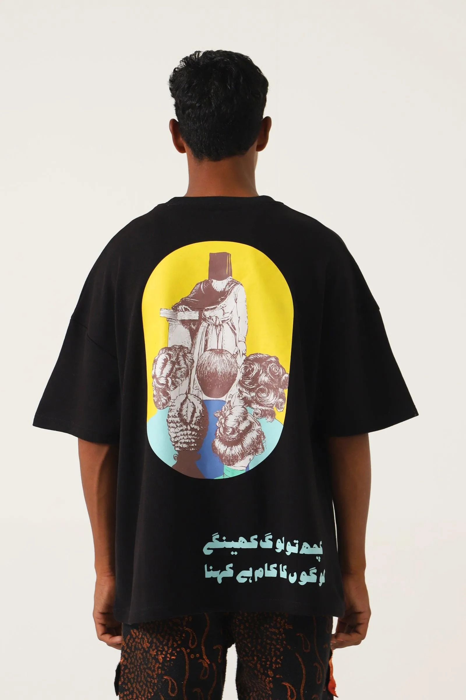 "PEOPLE TALK" PRINTED BLACK T SHIRT
