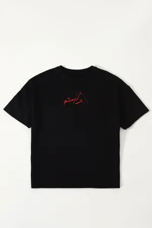 "PEOPLE TALK" PRINTED BLACK T SHIRT