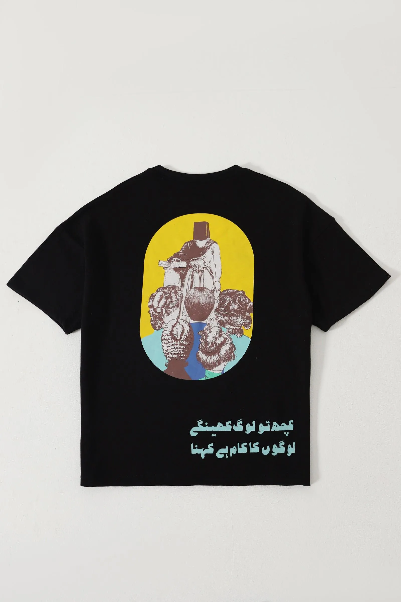 "PEOPLE TALK" PRINTED BLACK T SHIRT