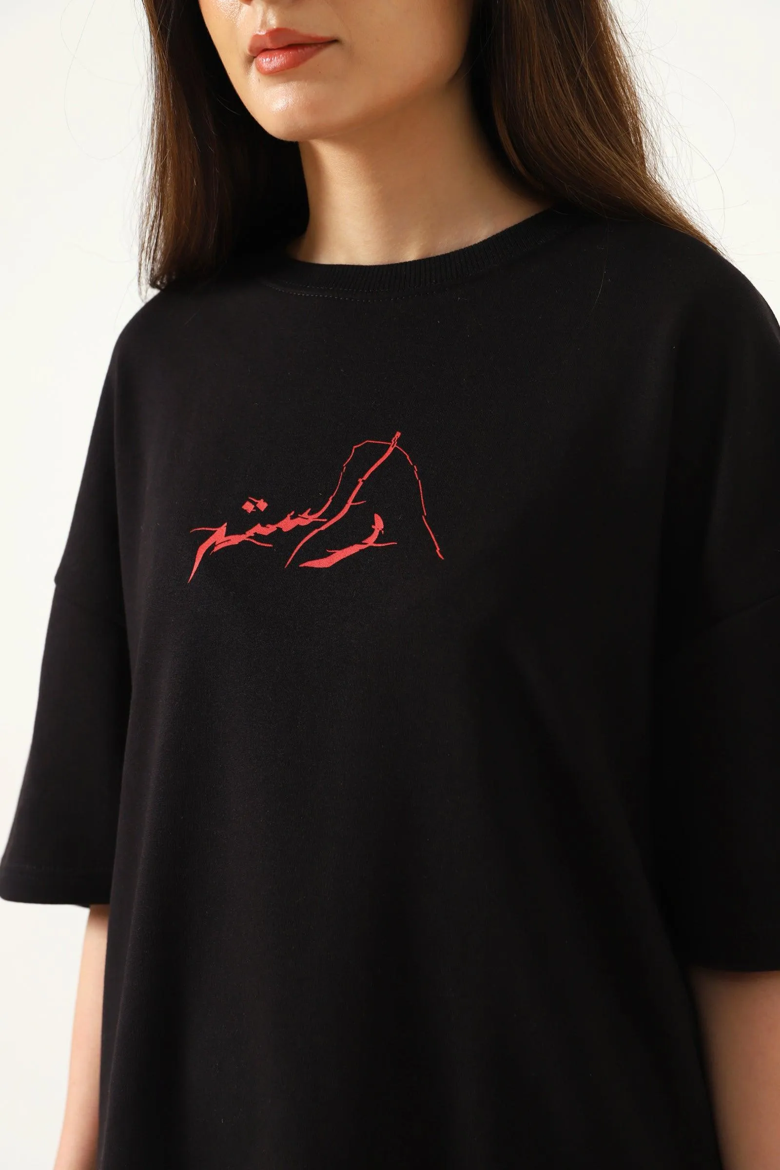 "PEOPLE TALK" PRINTED BLACK T SHIRT