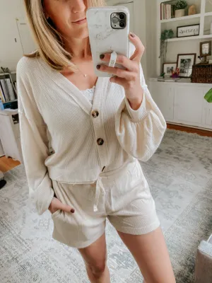 Rayna Ribbed Short Set in Oatmeal - FINAL SALE