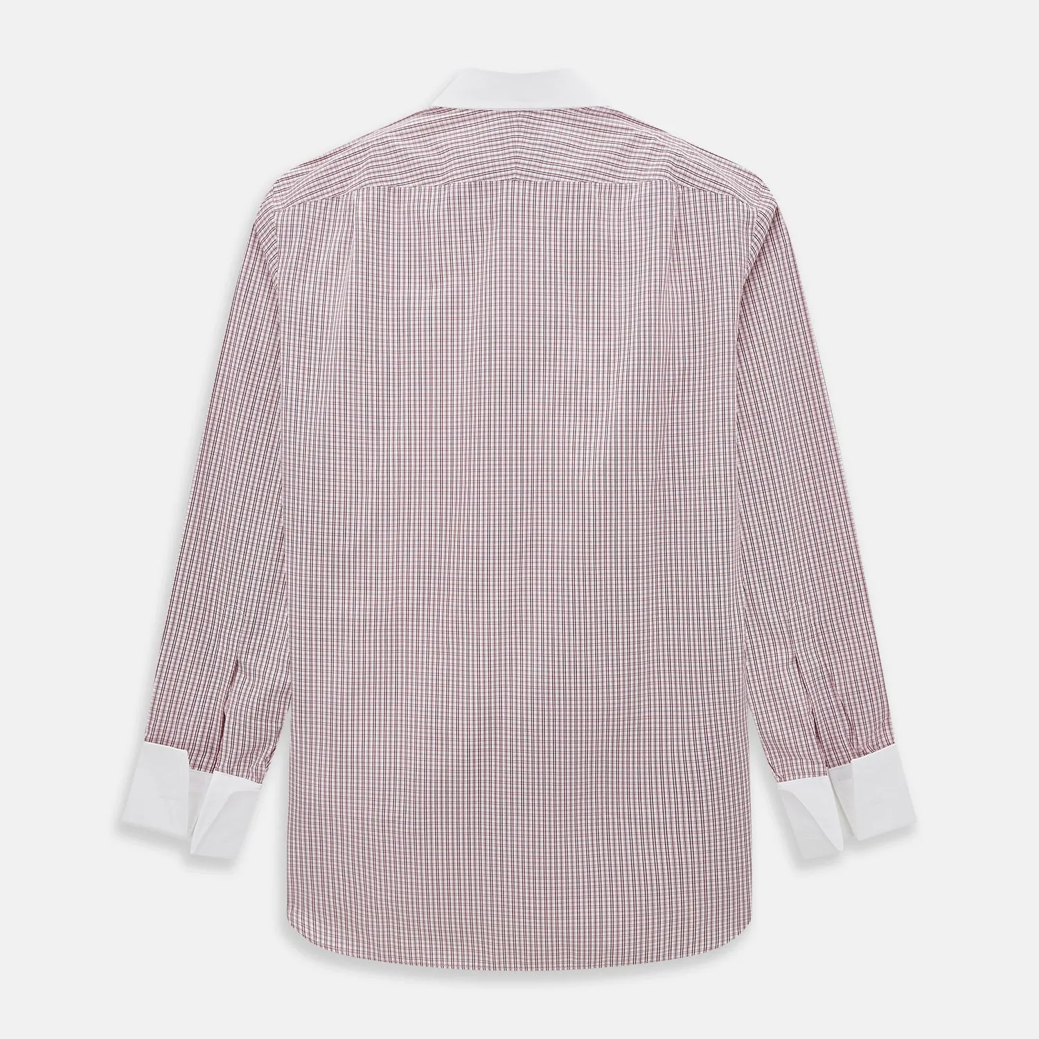 Red Micro Check Shirt with Contrast T&A Collar and Cuffs
