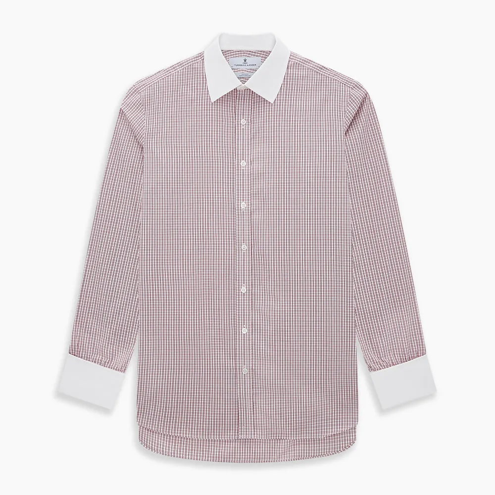 Red Micro Check Shirt with Contrast T&A Collar and Cuffs