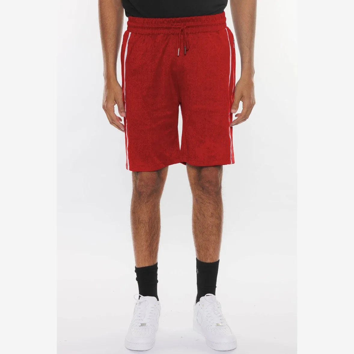Red Solid Athlete Tape Shorts