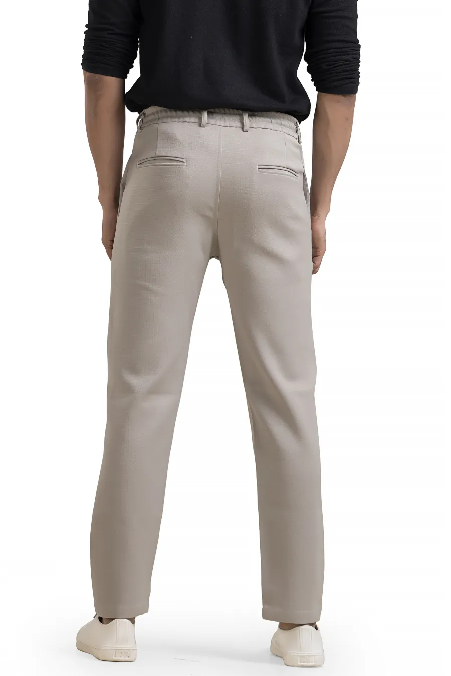 Refined Cement Linen-Look Trouser Pants