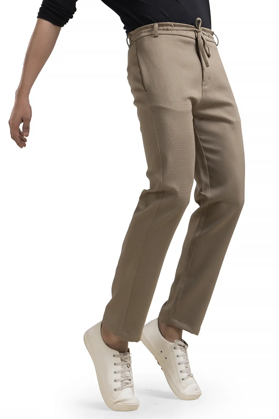Refined Khaki Linen-Look Trouser Pants