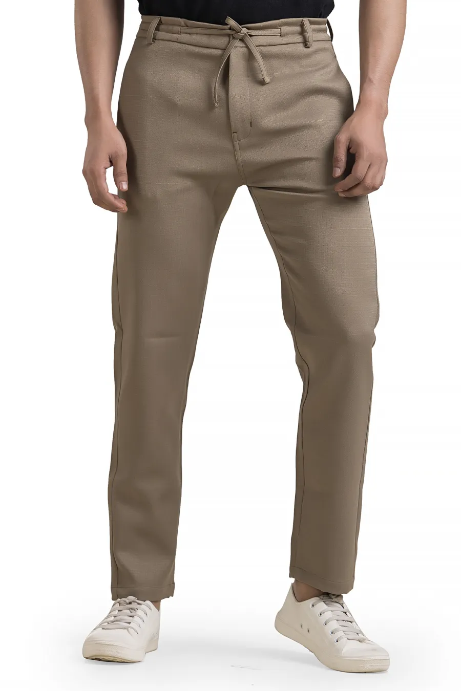 Refined Khaki Linen-Look Trouser Pants