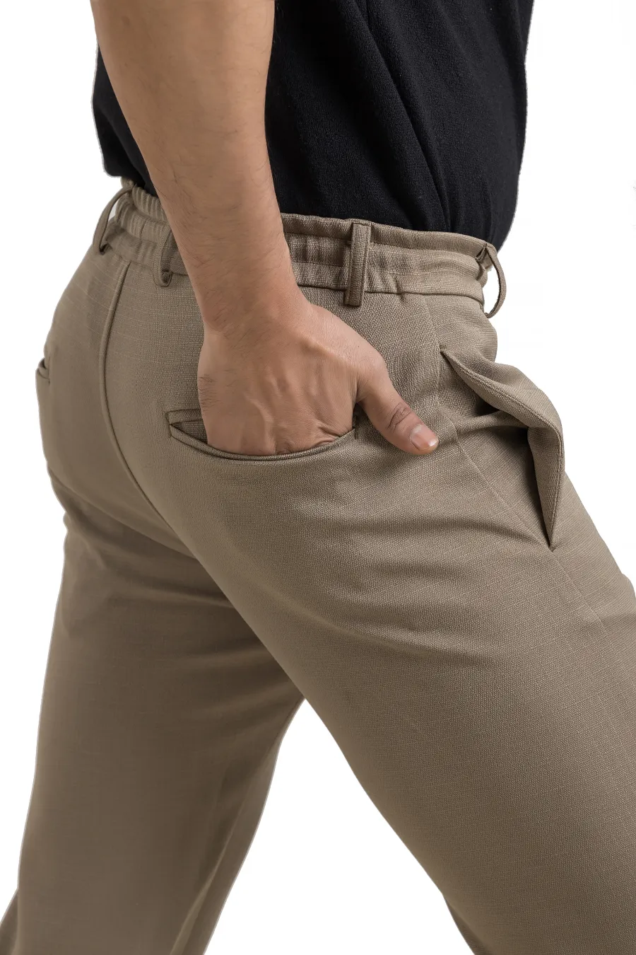 Refined Khaki Linen-Look Trouser Pants