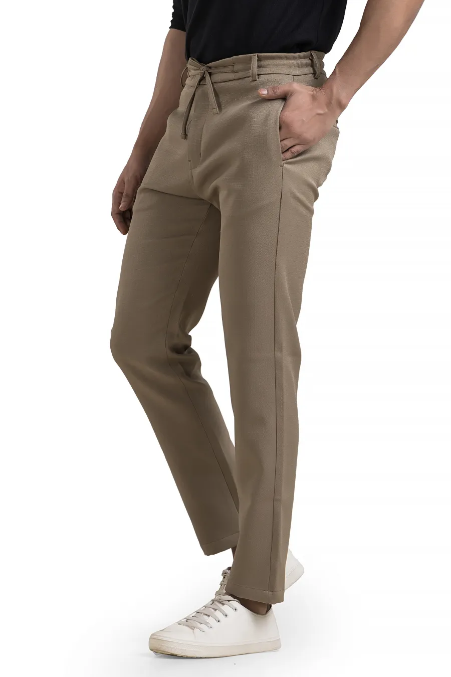 Refined Khaki Linen-Look Trouser Pants