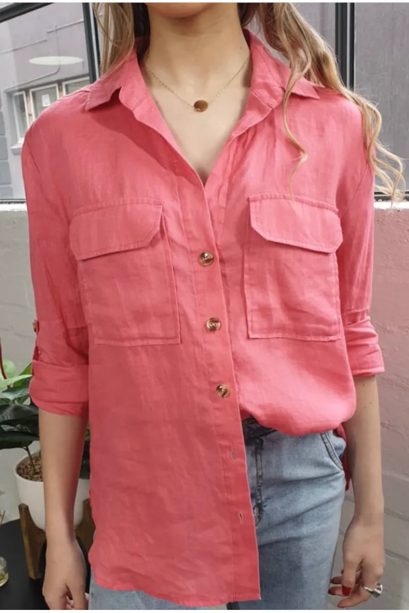 Renee - Jacinta Linen Shirt Rose