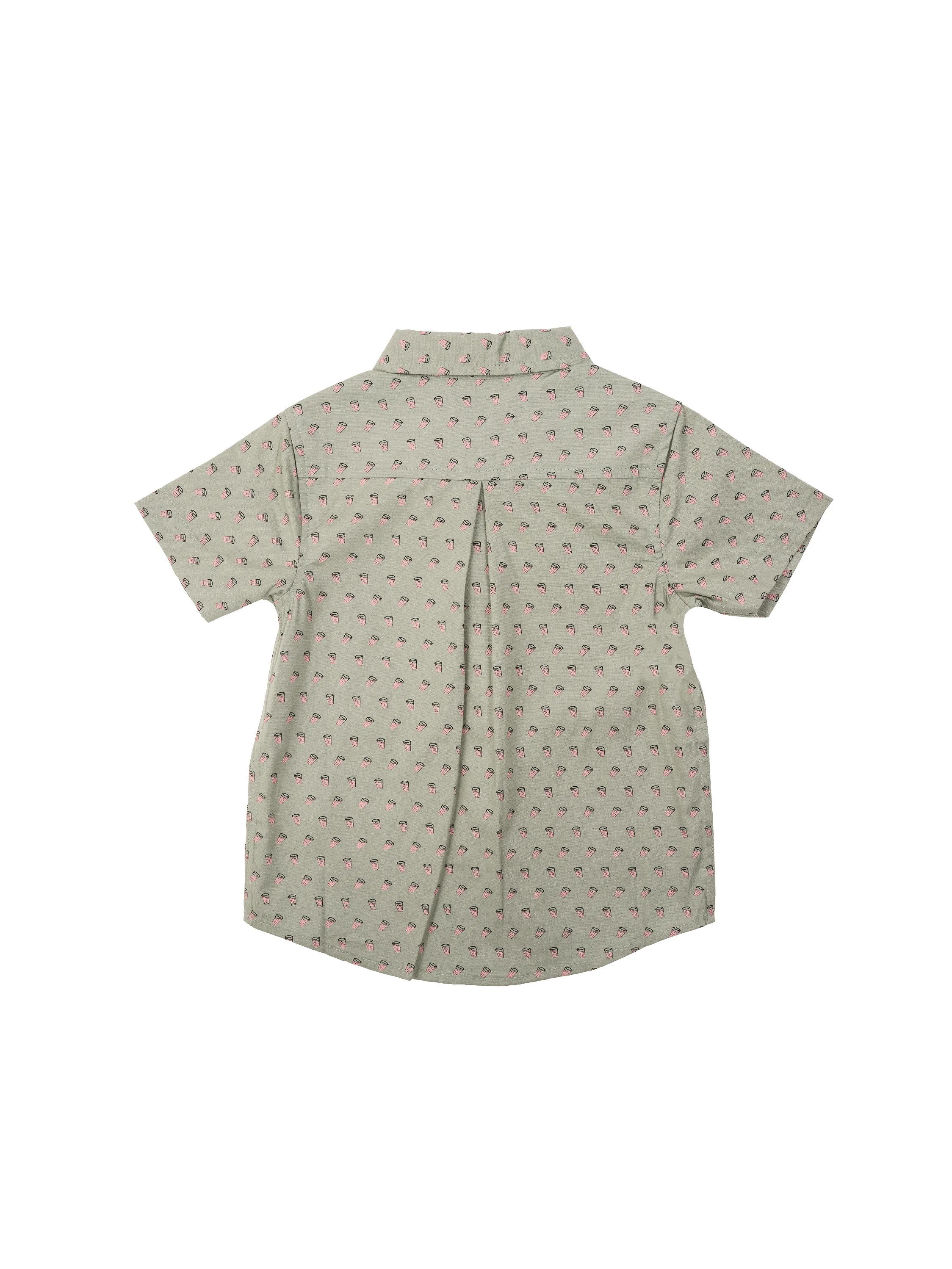 Sage Green Printed Half Sleeve Shirt for Boys