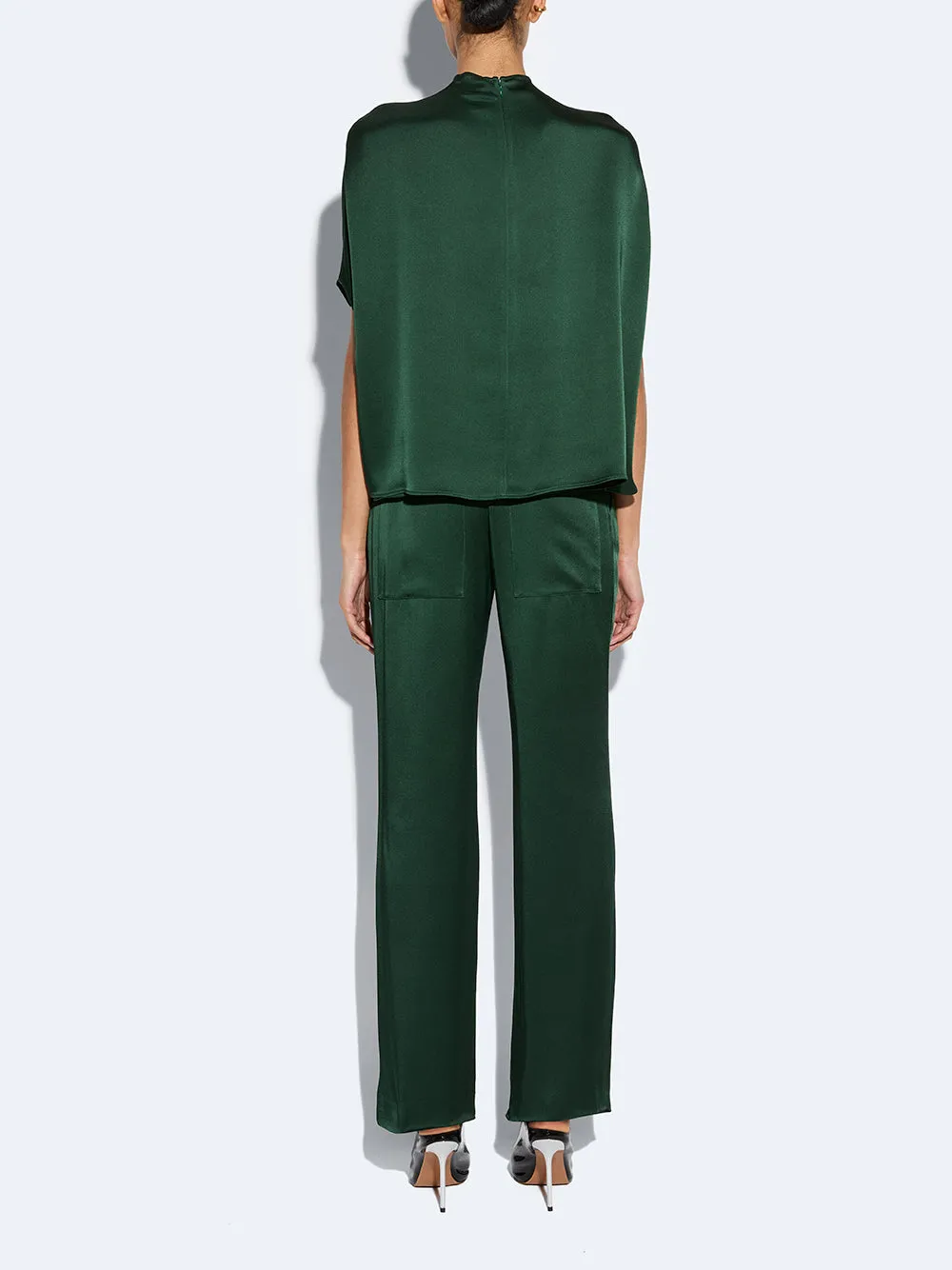 Satin Tapered Pleated Pants