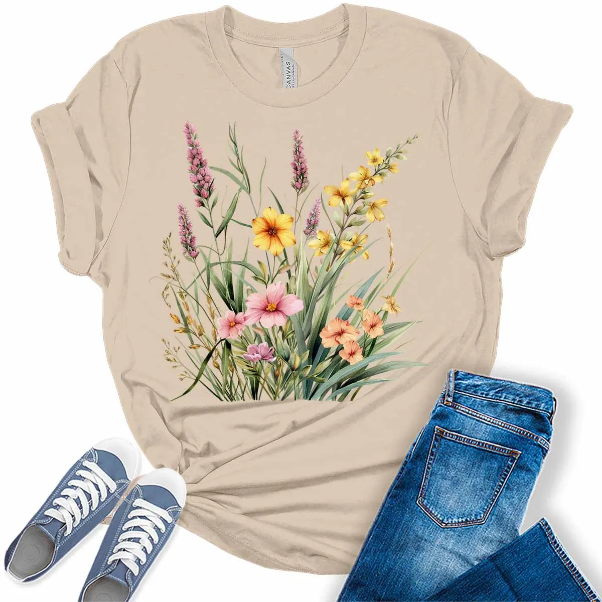 Spring Floral Collage Womens Graphic Tees