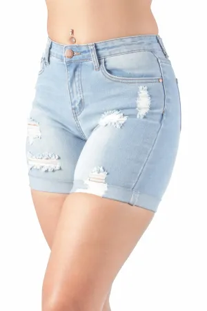 Stretch Ripped Denim Shorts (2637-SHORTS)