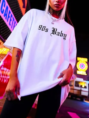 SXV  '90s Baby’ Printed Cool Aesthetic Oversized T-shirt