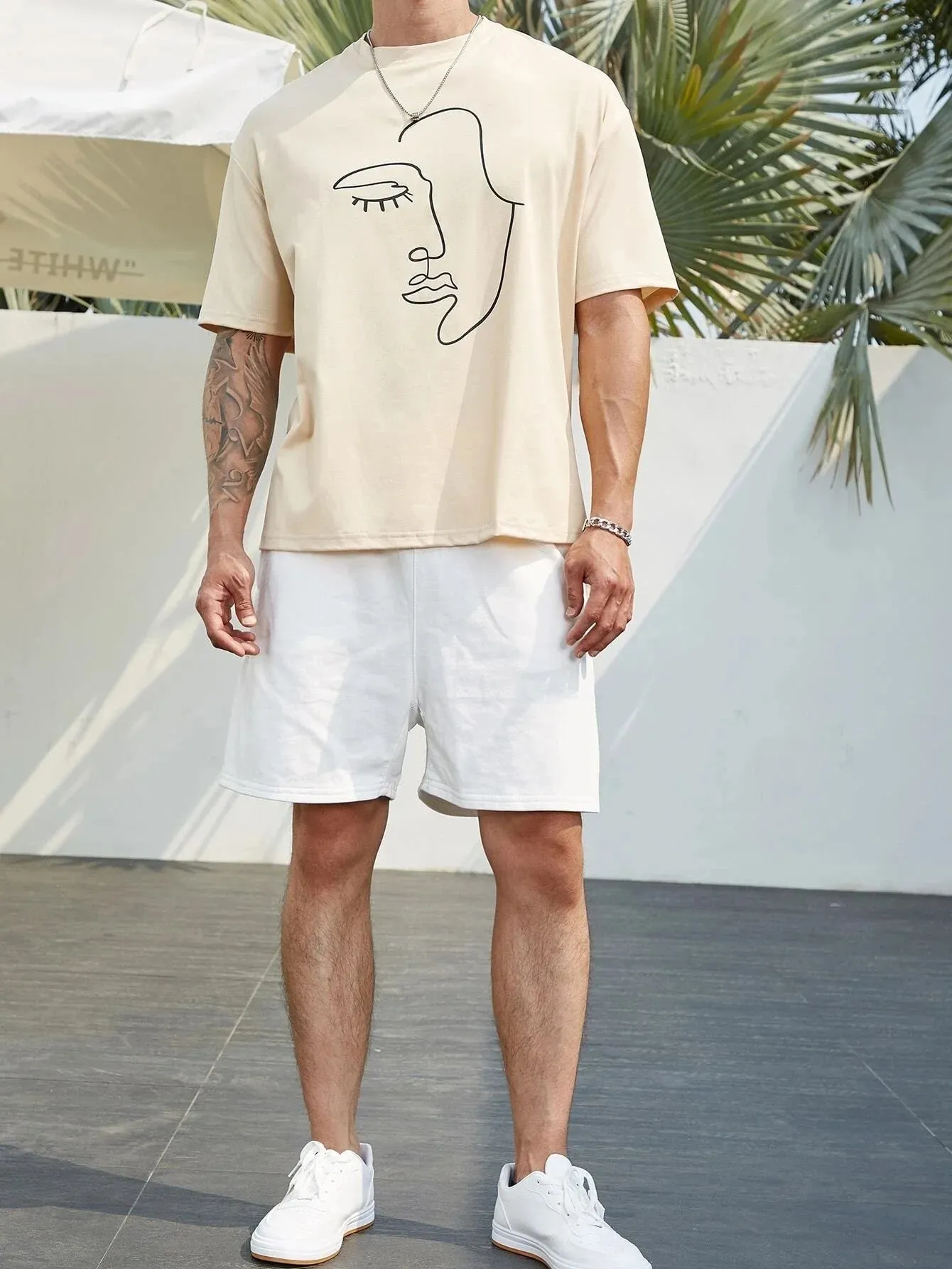 SXV  'Abstract Figure face’ Printed Cool Aesthetic Oversized T-shirt