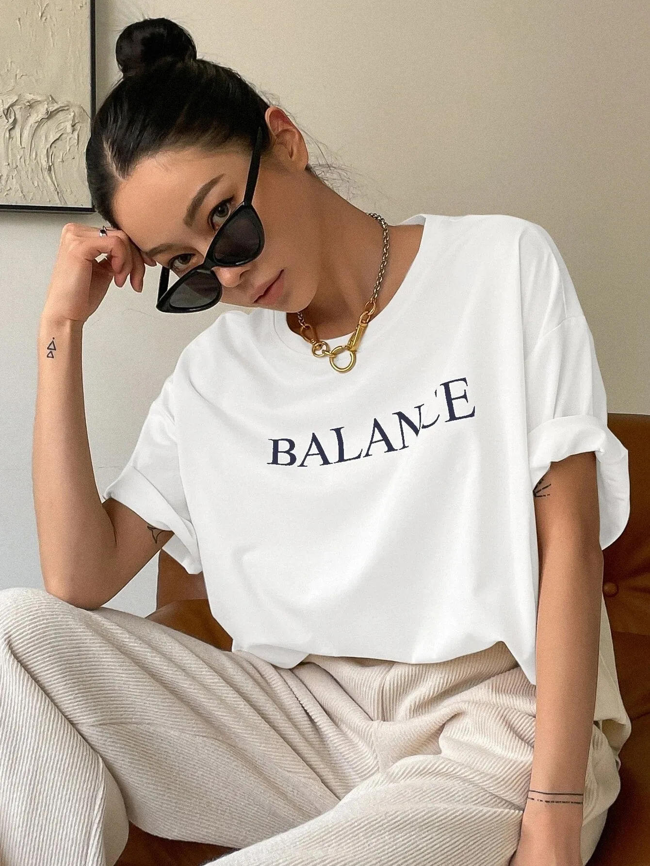 SXV  'Balance’ Printed Cool Aesthetic Oversized T-shirt