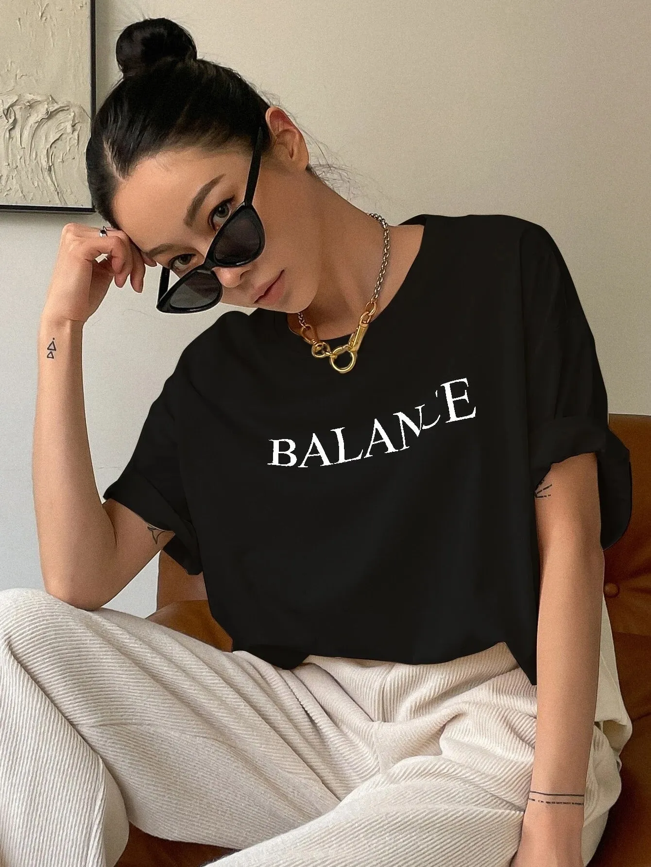 SXV  'Balance’ Printed Cool Aesthetic Oversized T-shirt