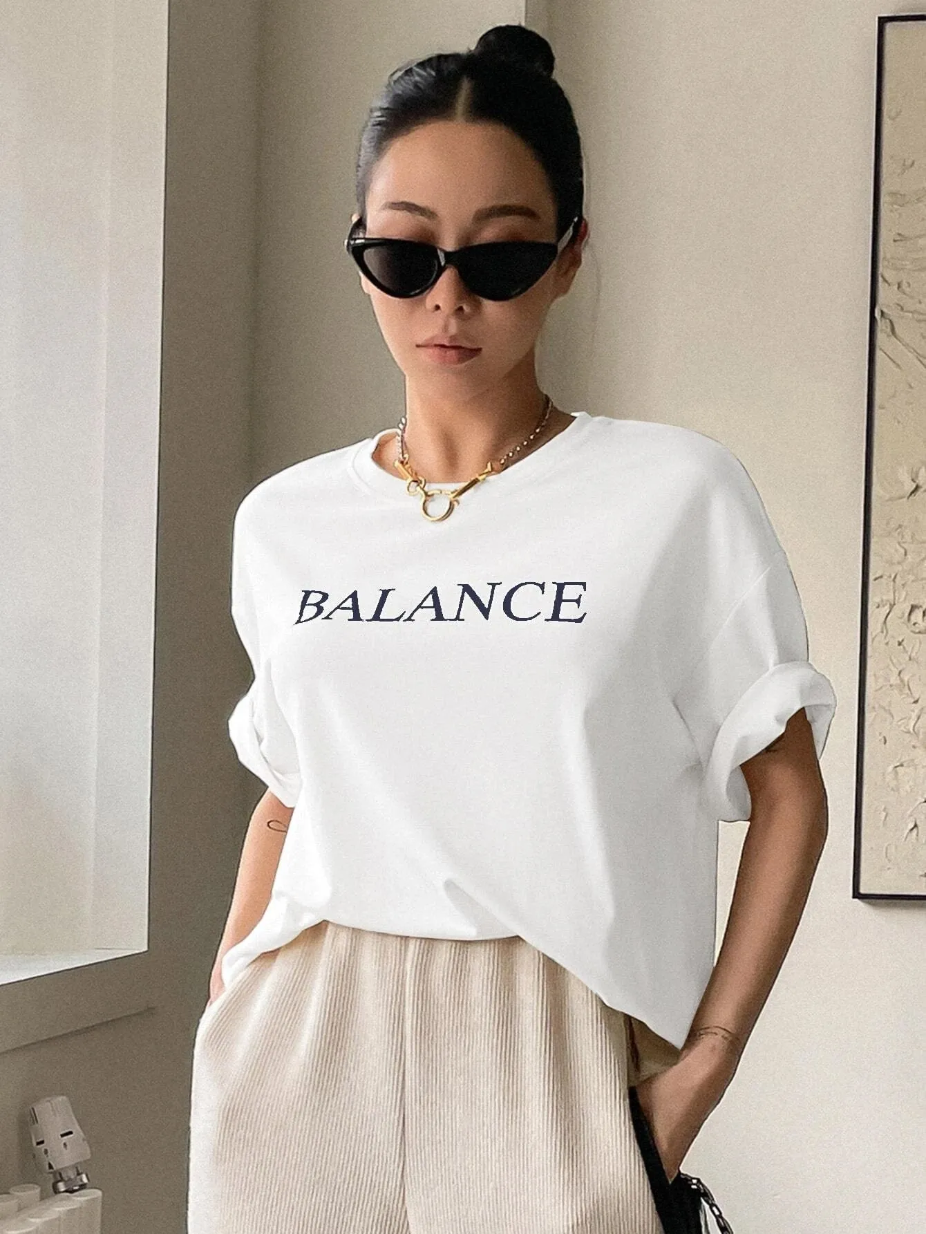 SXV  'Balance’ Printed Cool Aesthetic Oversized T-shirt