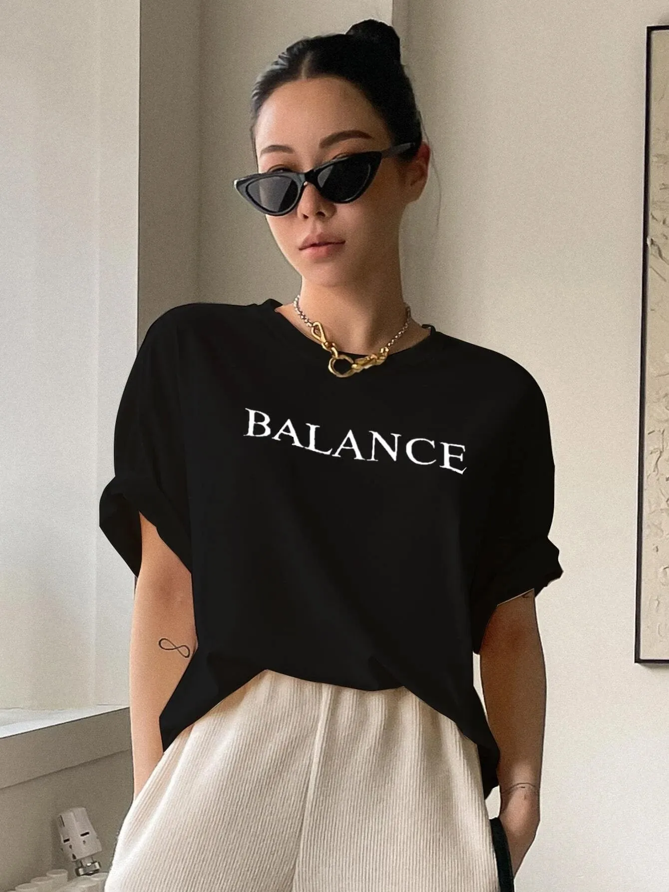 SXV  'Balance’ Printed Cool Aesthetic Oversized T-shirt