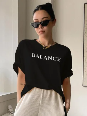 SXV  'Balance’ Printed Cool Aesthetic Oversized T-shirt
