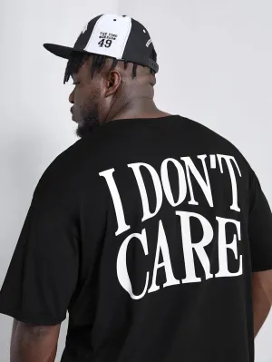 SXV  'I Don't Care’ Printed Cool Aesthetic Oversized T-shirt