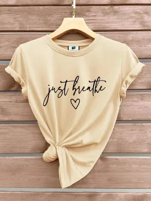 SXV  'JUST BREATHE’ Printed Cool Aesthetic Oversized T-shirt