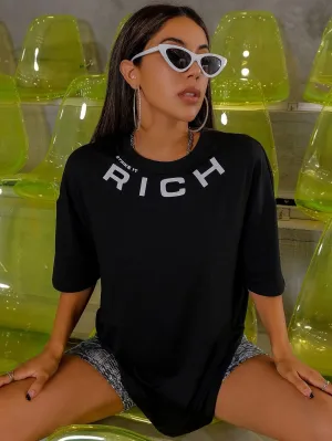 SXV  'Rich’ Printed Cool Aesthetic Oversized T-shirt