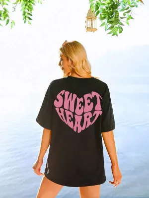 SXV  'SWEETHEART’ Printed Cool Aesthetic Oversized T-shirt