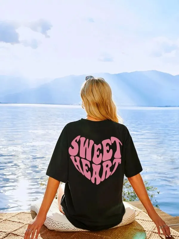 SXV  'SWEETHEART’ Printed Cool Aesthetic Oversized T-shirt