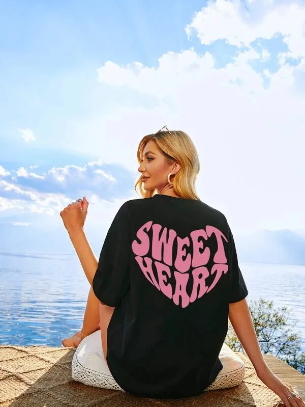SXV  'SWEETHEART’ Printed Cool Aesthetic Oversized T-shirt