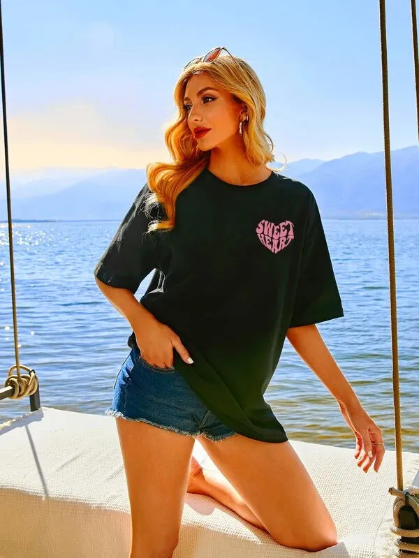 SXV  'SWEETHEART’ Printed Cool Aesthetic Oversized T-shirt