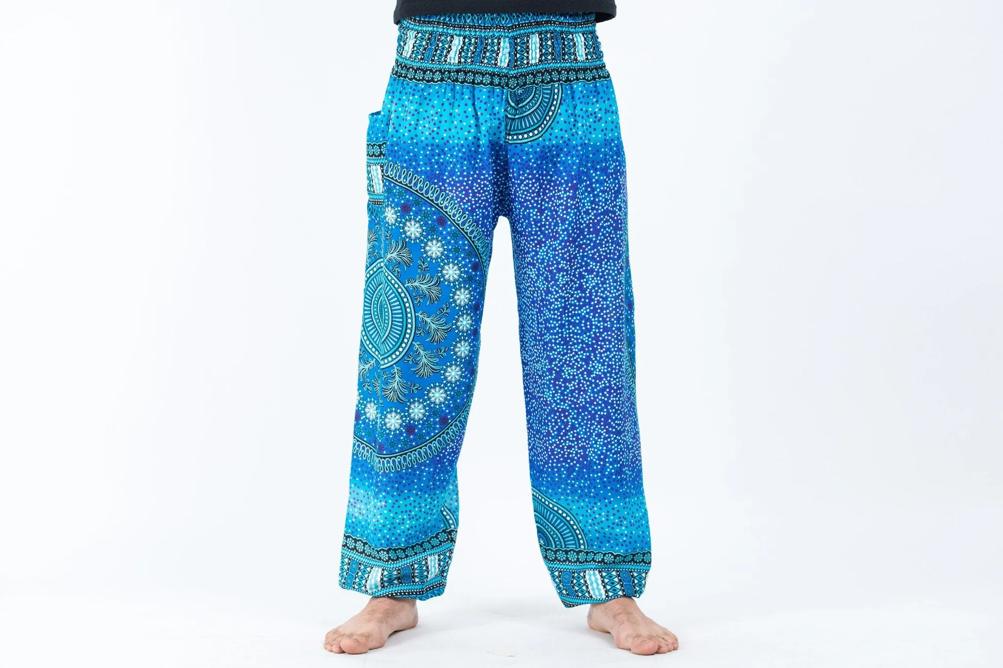 Tribal Chakras Unisex Harem Pants in Blue