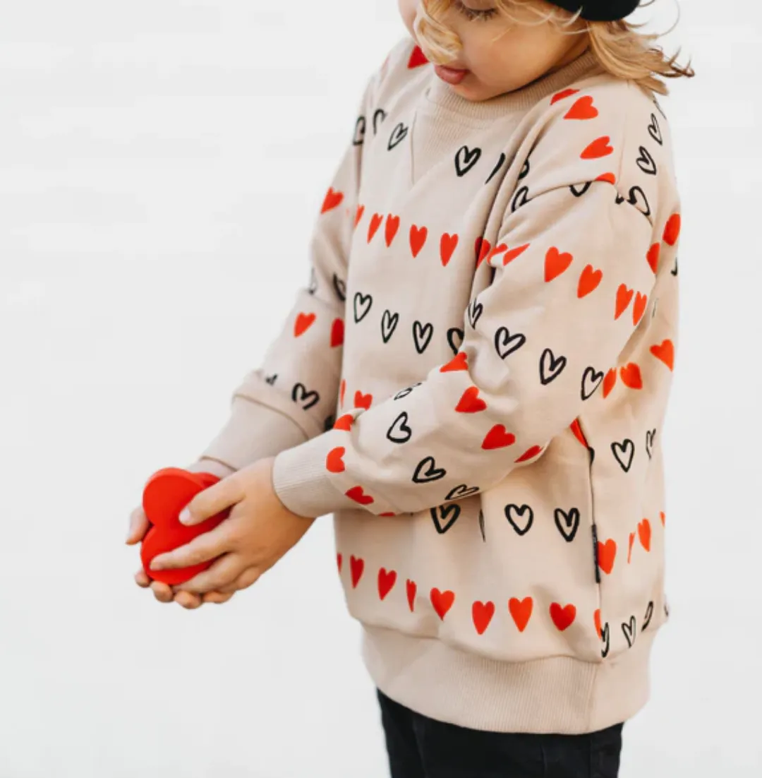Trilogy Design Co - Heart Stripes Sweatshirt in Camel
