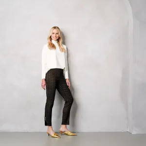 UP! // 30318 SEQUIN ELBOW PATCH TOP IVORY