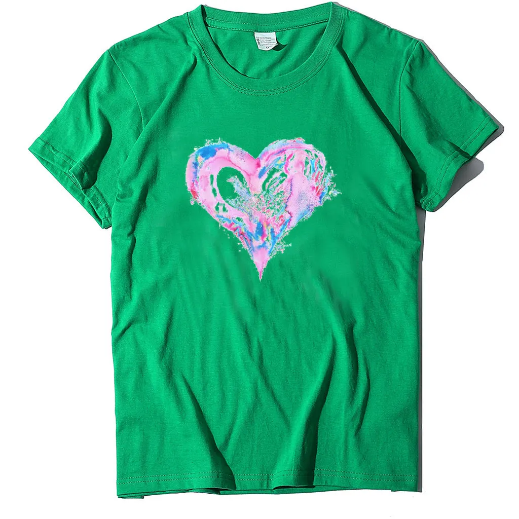 Valentine'S Day Short Sleeve Wholesale T Shirts Fashion Heart Printed